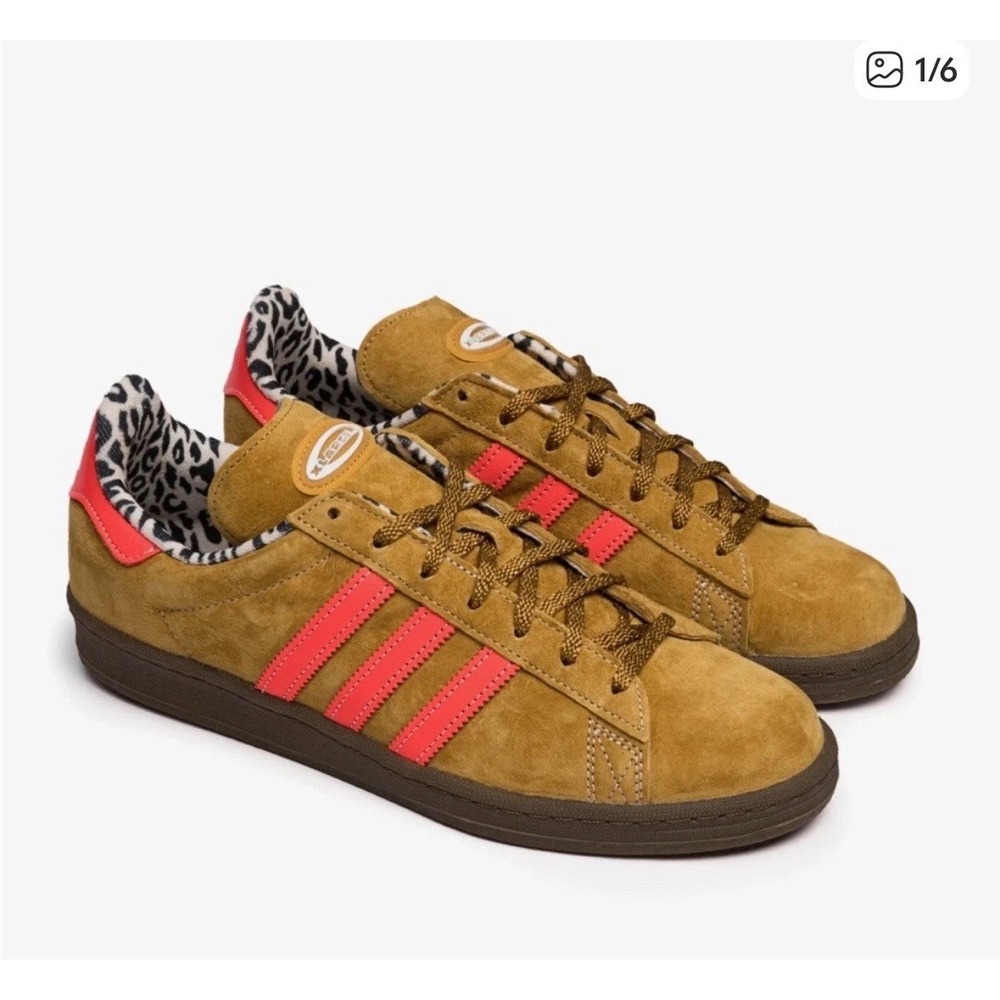 Men's 9.5 - Adidas Campus 80 x Large Mesa Solred Gum Brown Shoes Sneakers GW3248